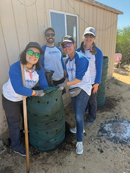 Volunteers with a Garden Tower in Baja California