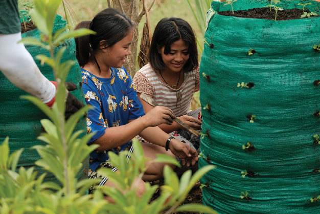 Volunteers with Garden Towers in Iloilo