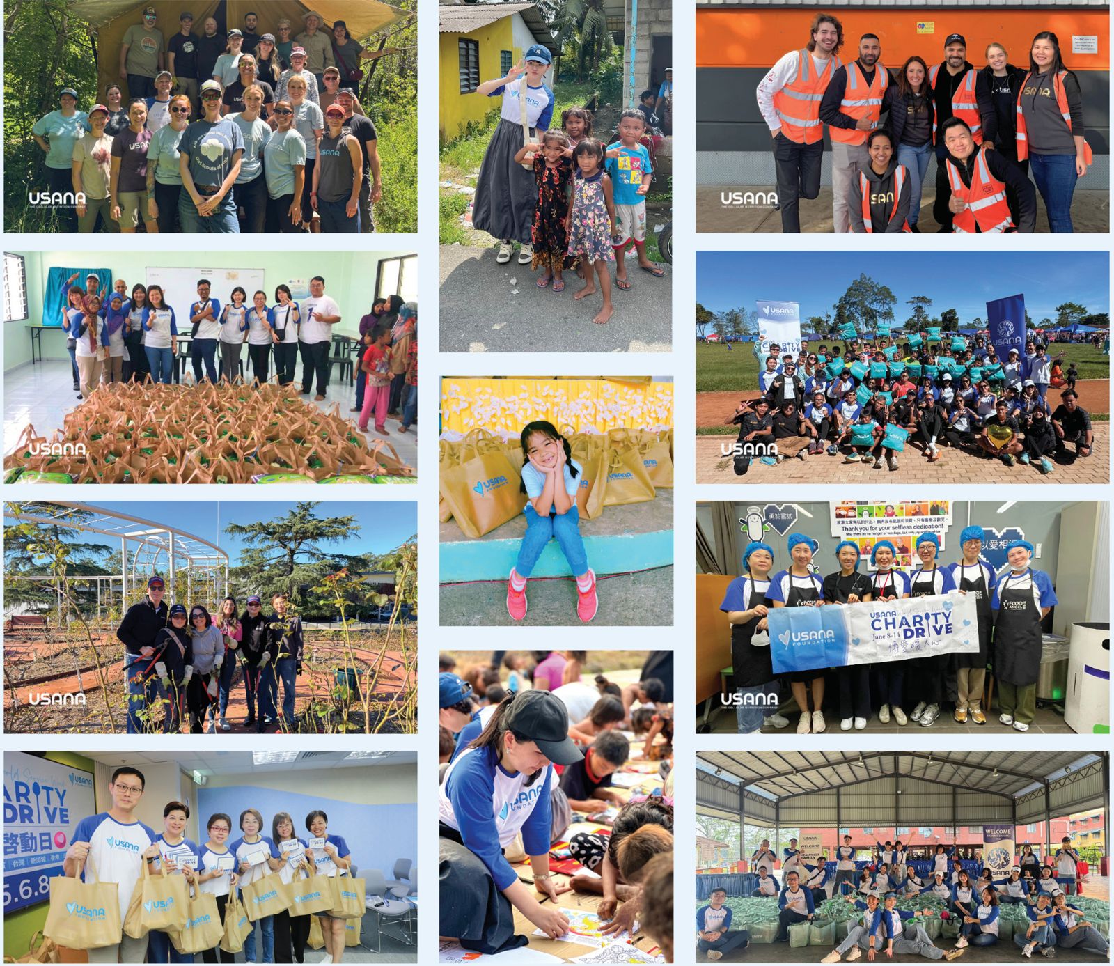 World Service Week volunteers delivering food, school kits, and Usanimals